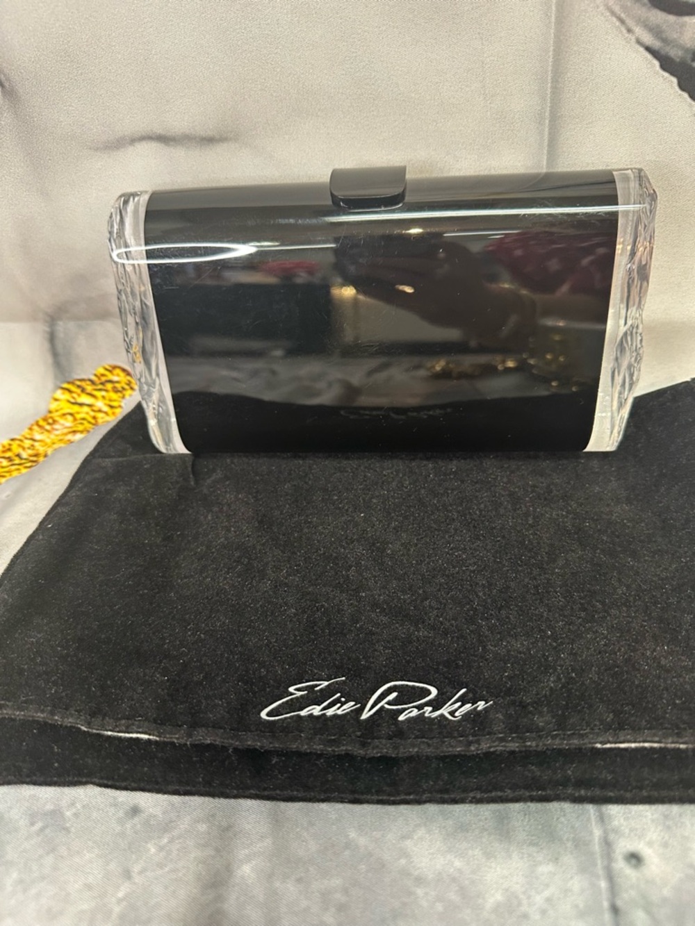 Edie Parker Black Acrylic Clutch with Clear Sides